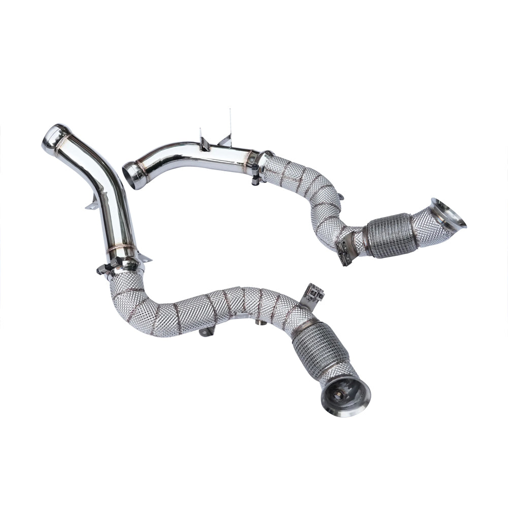 MERCEDES AMG E63/E63S W213 CATLESS DOWNPIPES WITH HEAT SHIELD
