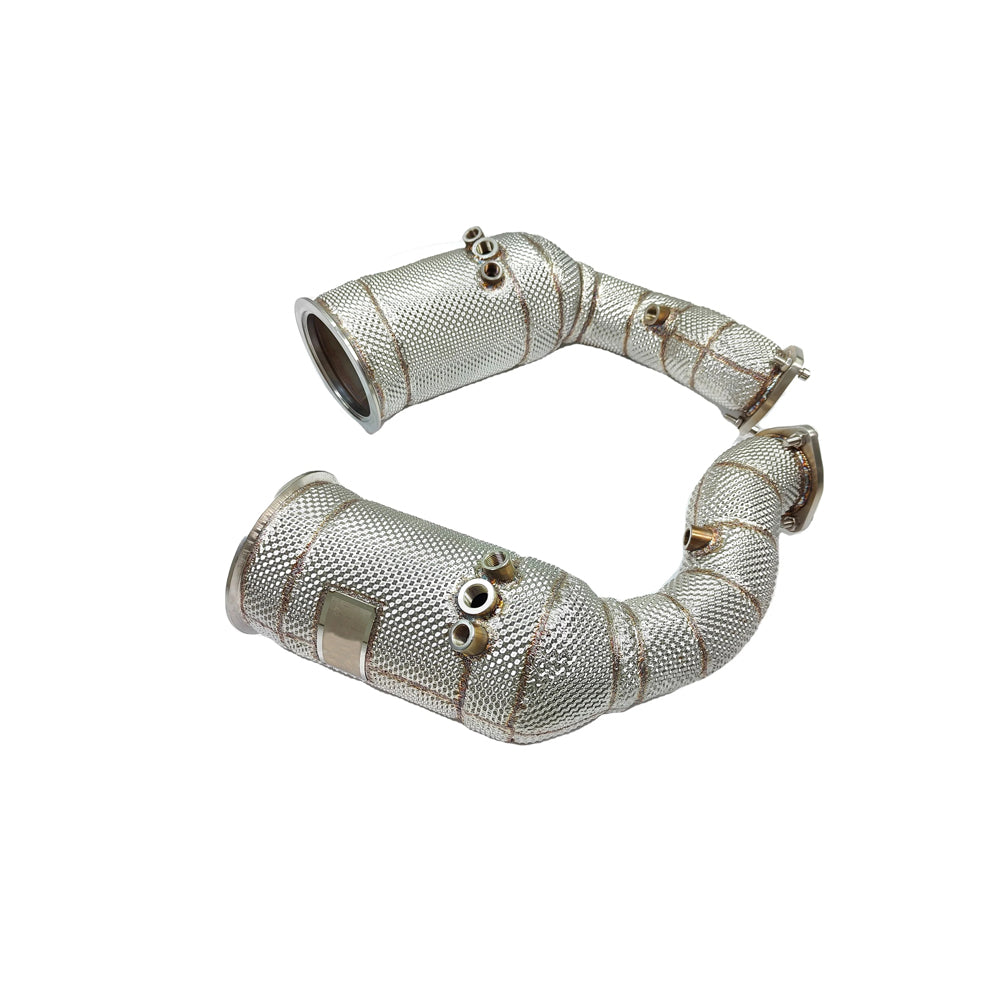 AUDI RS Q8 HIGH FLOW DOWNPIPES WITH HEATSHIELD (200 CELLS)