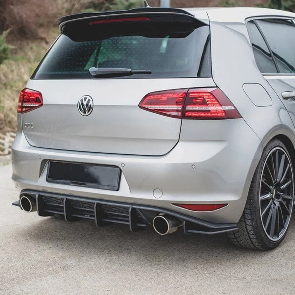 VOLKSWAGEN GOLF MK7 GTI GLOSS BLACK V STYLE REAR DIFFUSER