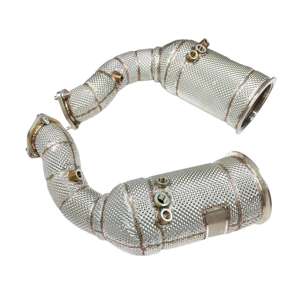 AUDI RS Q8 HIGH FLOW DOWNPIPES WITH HEATSHIELD (200 CELLS)