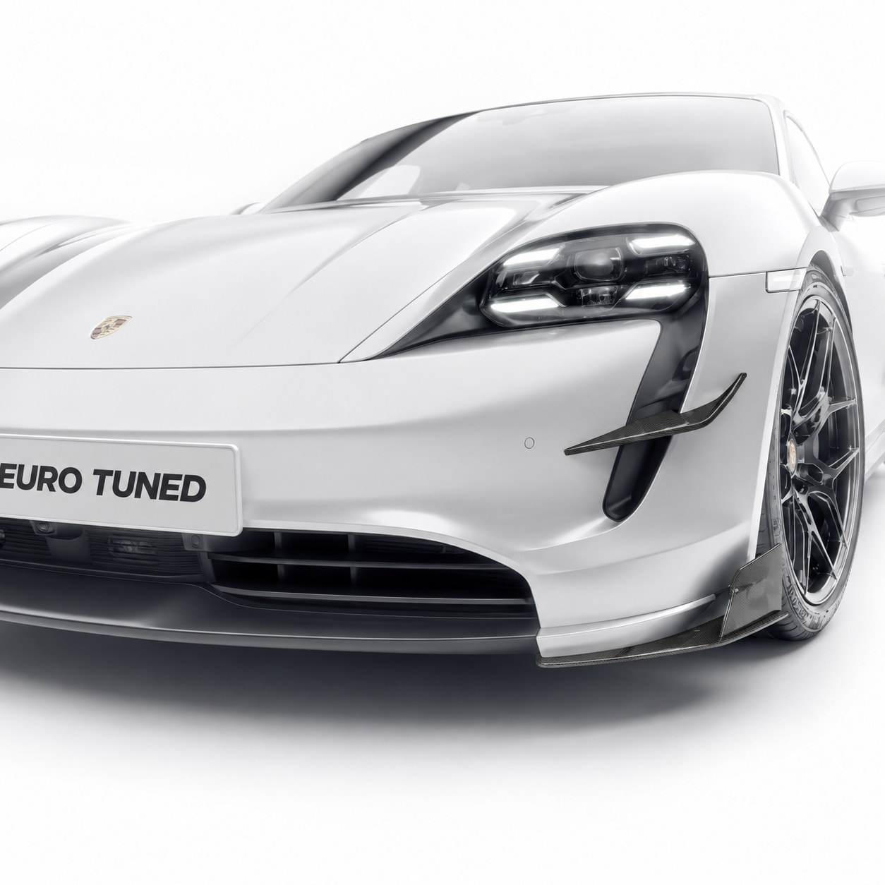 Porsche Taycan 9J1 Base & 4S Carbon Fiber Front Bumper Canards (2020–2023)