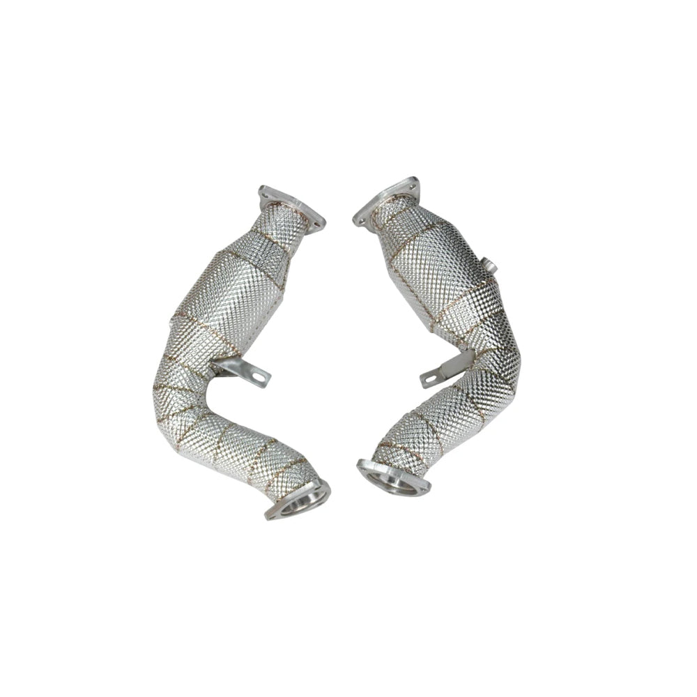 Audi 3.0 TFSI 200 cell catted downpipe pair with heat shields