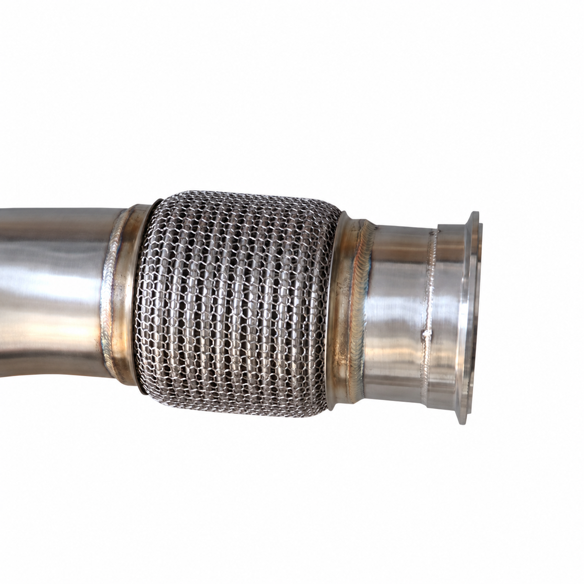 Audi RS3 TT RS 3.5 inch catless downpipe integrated flex section detail