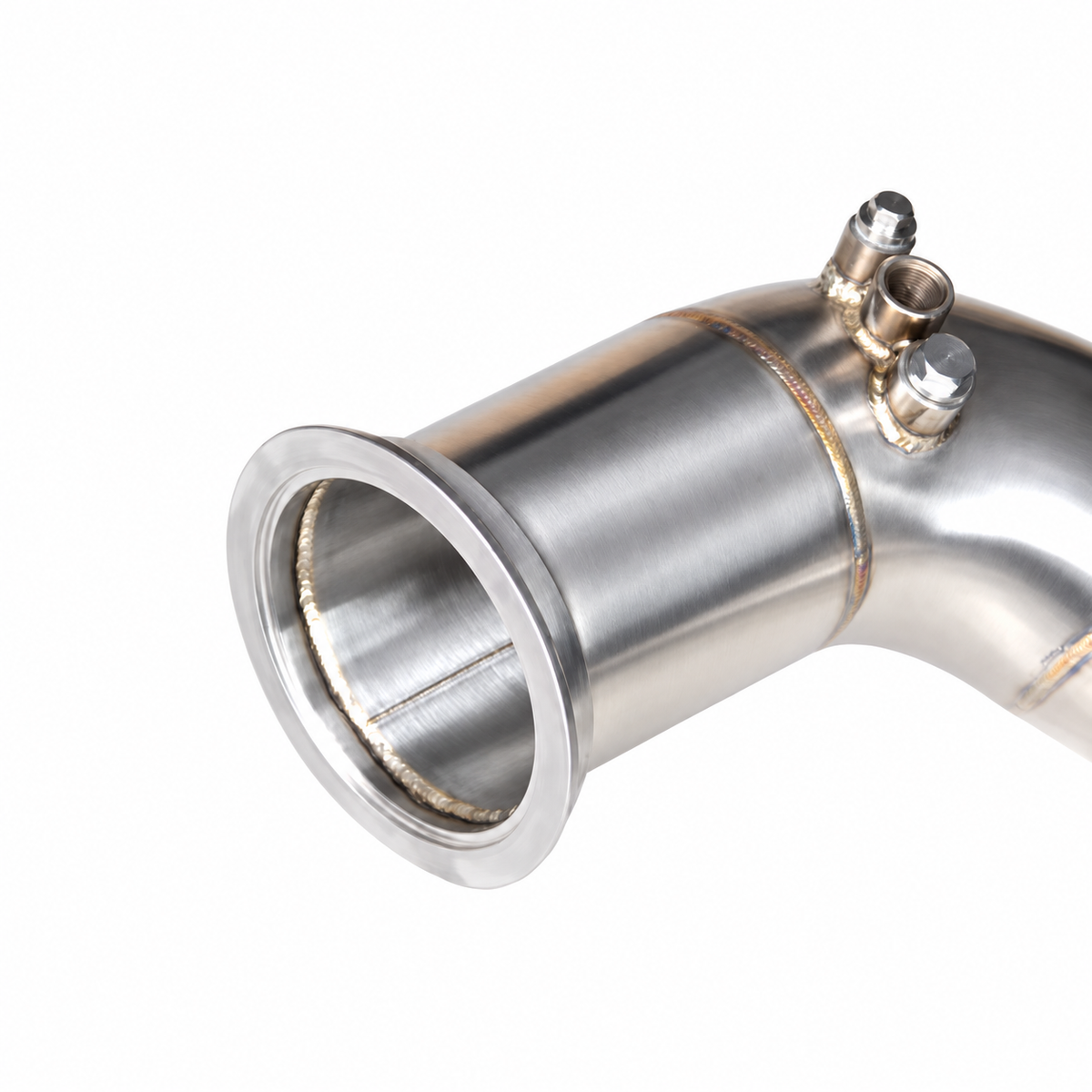 Audi RS4 RS5 2.9 TFSI catless downpipe exhaust outlet and sensor connection detail