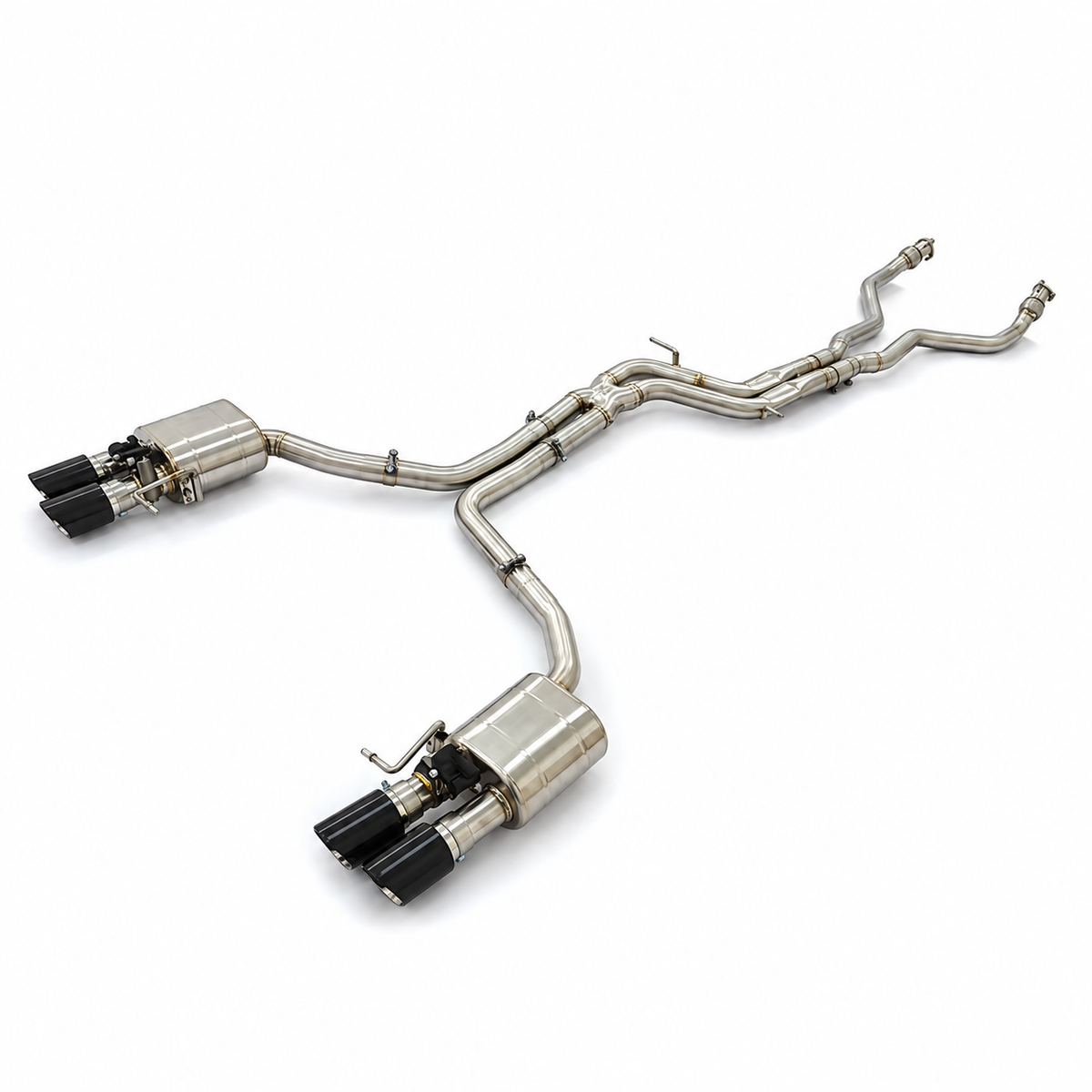 Audi S4 B8 and S5 B8 3.0T full valved cat-back exhaust system in 304 stainless steel with quad exhaust tips