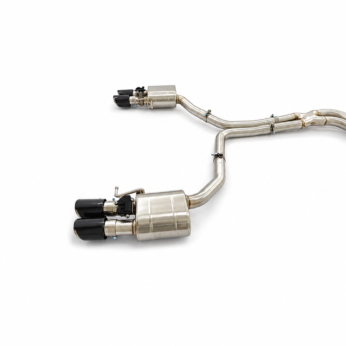 Audi S4 B8 and S5 B8 3.0T valved rear exhaust section with quad black exhaust tips
