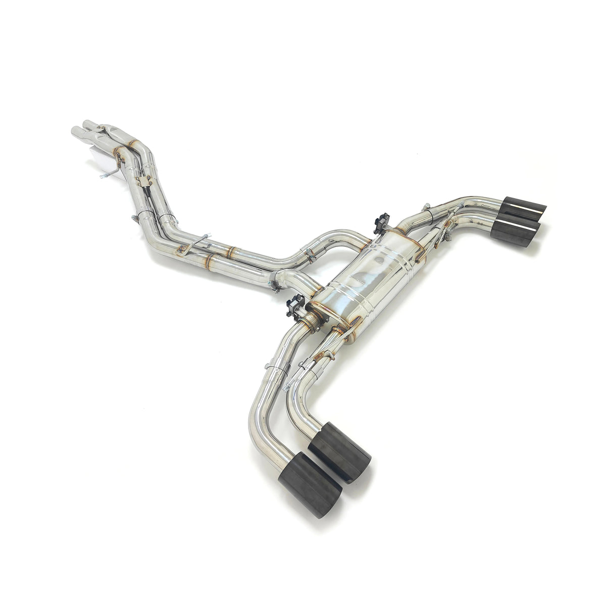 Audi SQ5 B9 and B9.5 3.0T cat-back valved exhaust system top view in 304 stainless steel