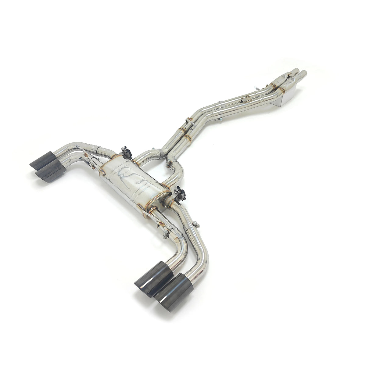 Audi SQ5 B9 and B9.5 3.0T valved cat-back exhaust system in 304 stainless steel angle view