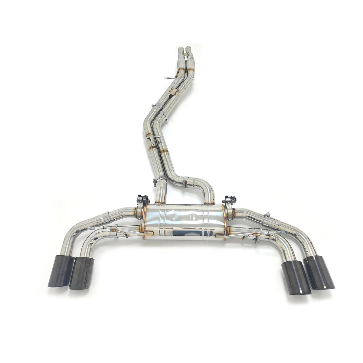 Audi SQ5 B9 and B9.5 3.0T valved exhaust system rear view with quad exhaust tips