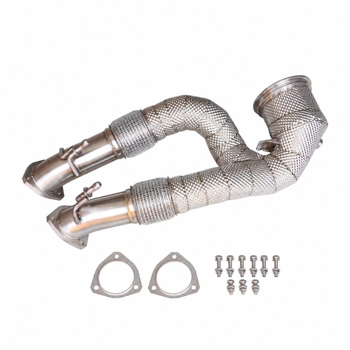 Audi TT RS 8J stainless steel catless downpipe with heat shield for 2.5 TFSI engine