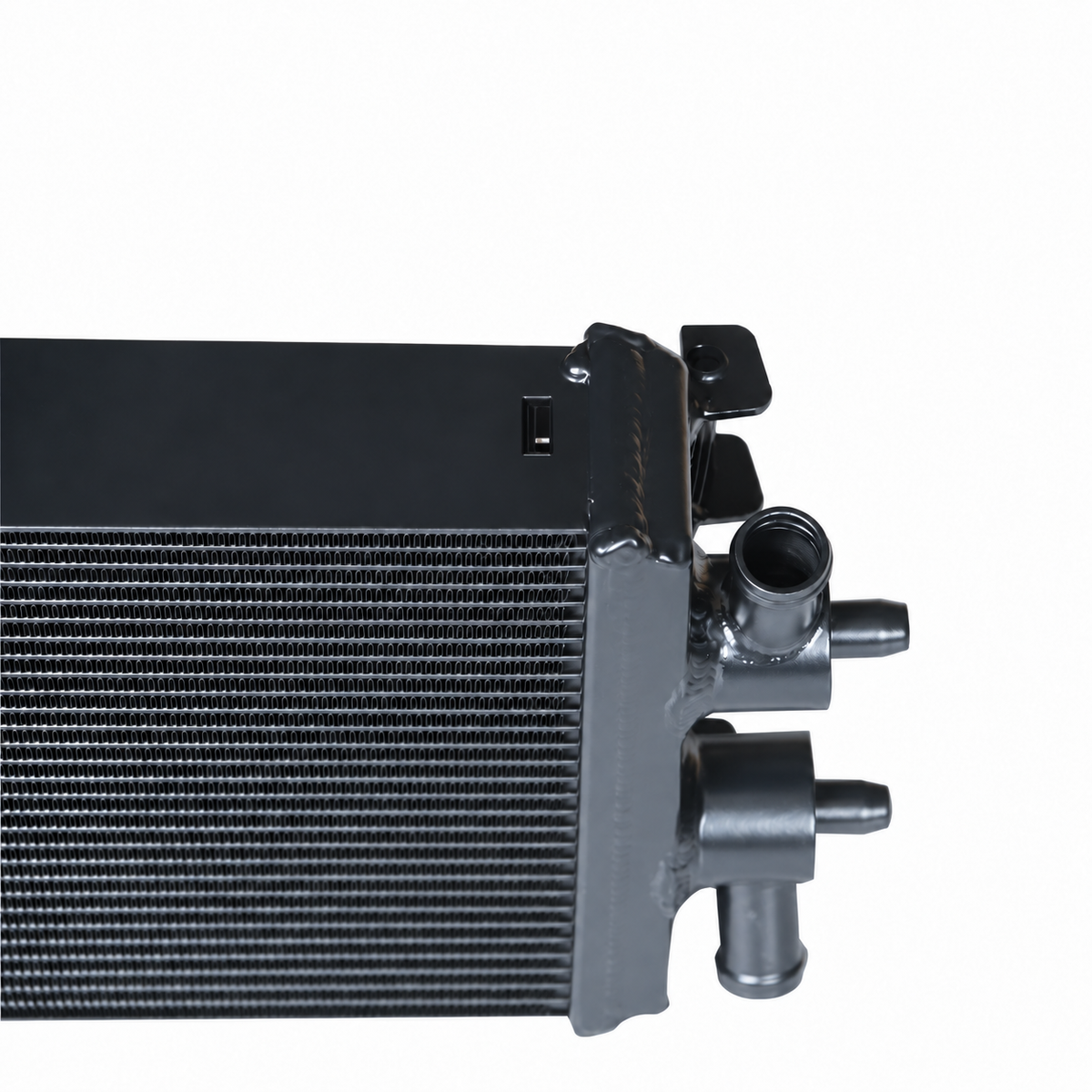 Audi TT RS 8S auxiliary radiator inlet outlet connections and black aluminum core detail