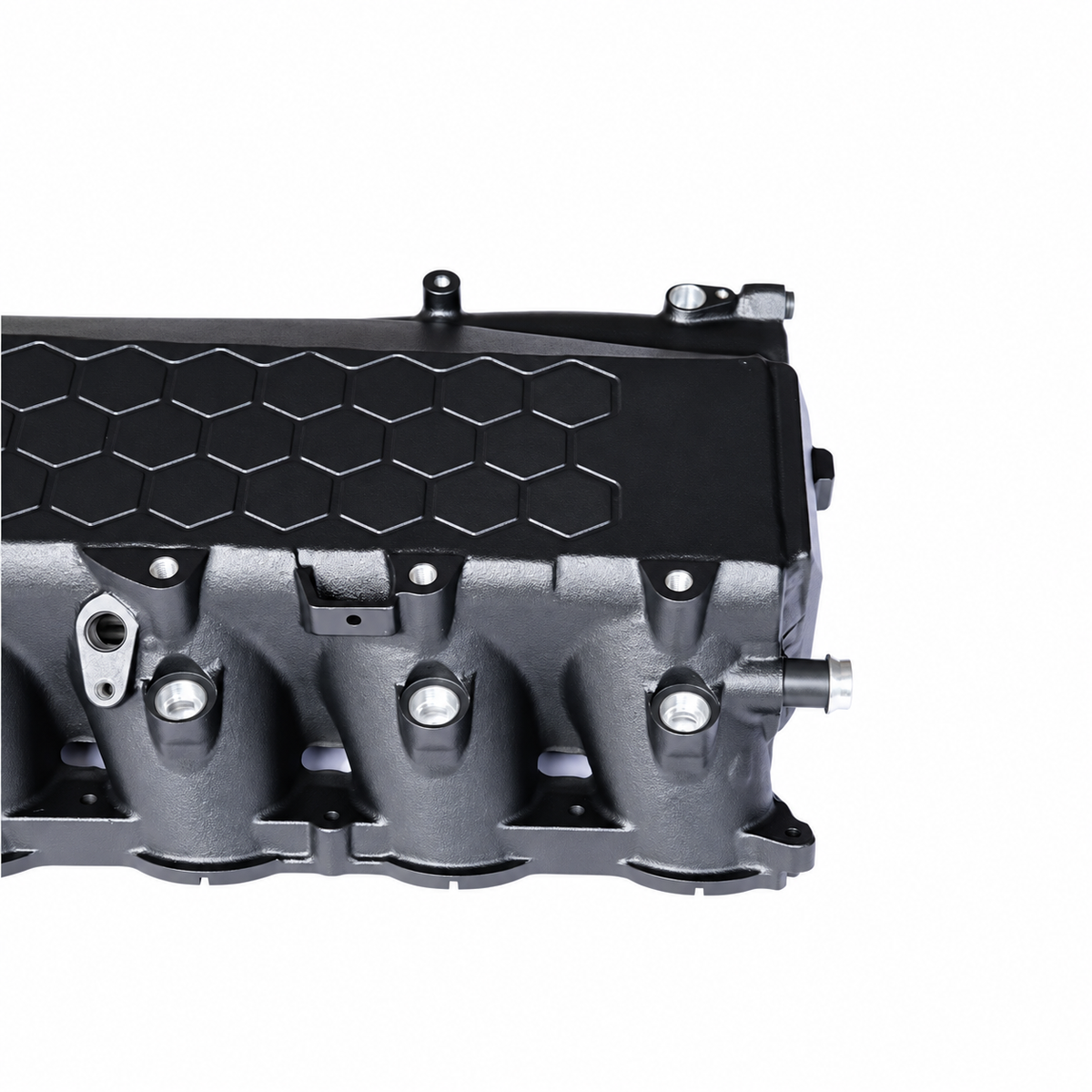 BMW B58 Gen 1 billet intake manifold hexagonal top design and port injection runner detail