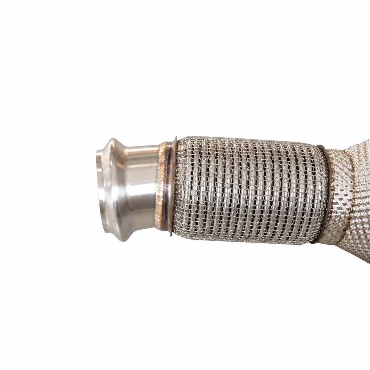 BMW B58 Gen 2 catless downpipe integrated flex section detail