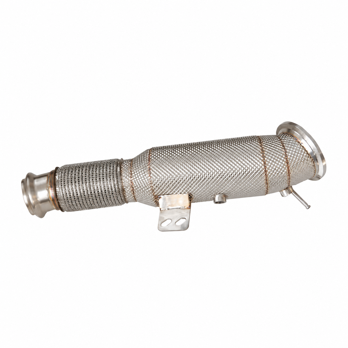 BMW B58 Gen 2 catless downpipe for OPF models with mounting bracket and heat shield