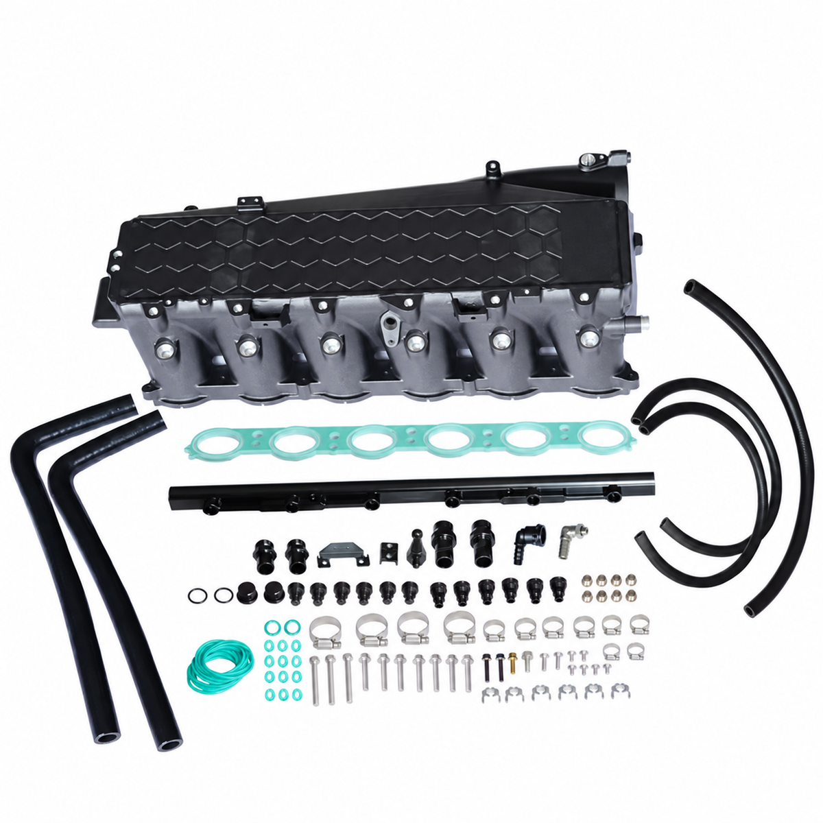 BMW F-Chassis M240i 340i 440i B58 Gen 1 billet port injection intake manifold complete kit with hoses fittings and hardware