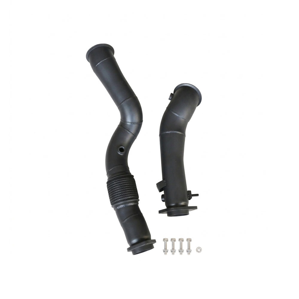 BMW M2 G87 M3 G80 and M4 G82 S58 black ceramic coated catless downpipes