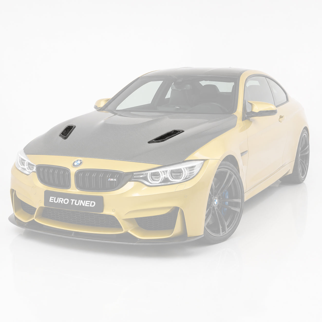 Gloss carbon fiber hood vent trims on BMW M2 M3 M4 M5 and 5 Series