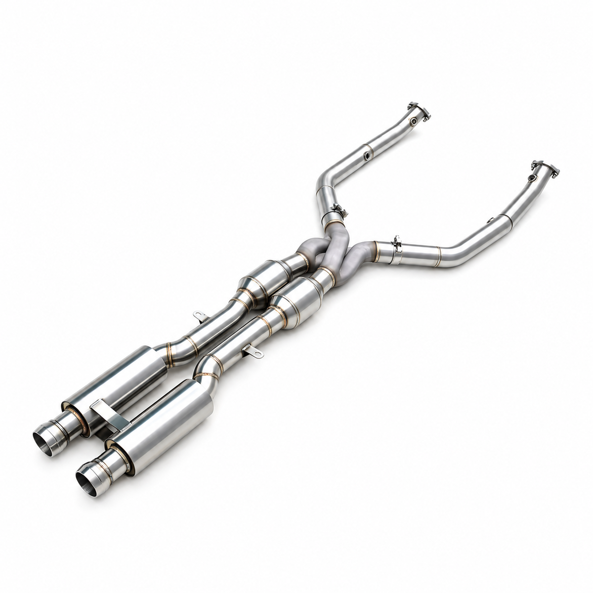 BMW M3 E90 E92 and E93 S65 catted Z-Pipe performance midpipe angle view