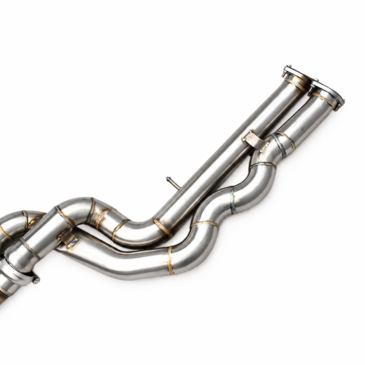 BMW M3 F80 and M4 F82 S55 equal-length Z-Pipe exhaust section detail in stainless steel
