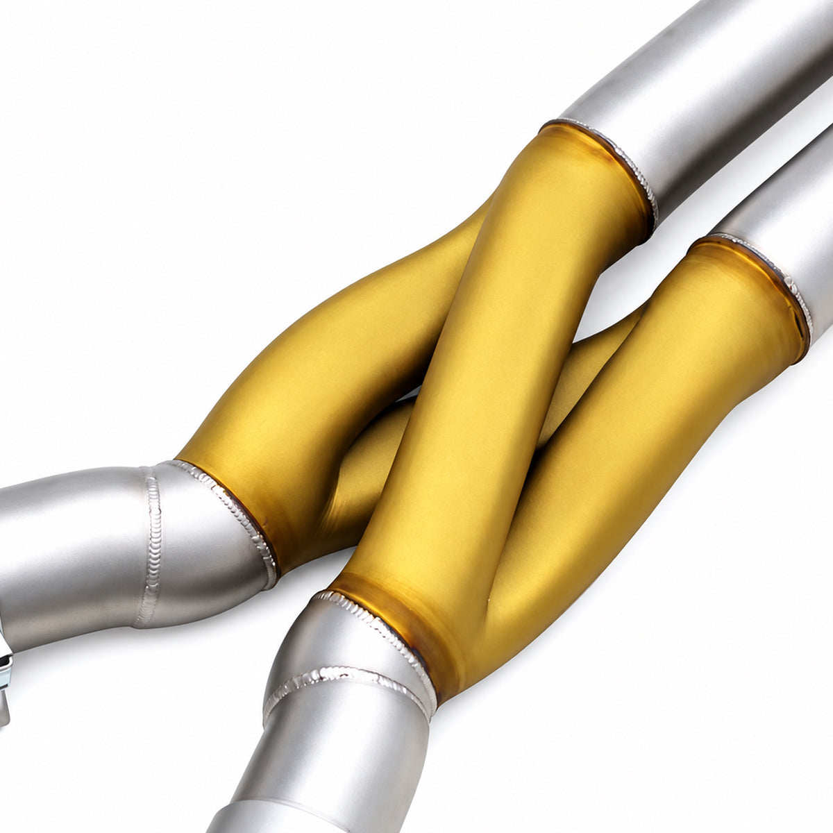 BMW M3 G80 and M4 G82 S58 Z-Pipe exhaust section detail in stainless steel
