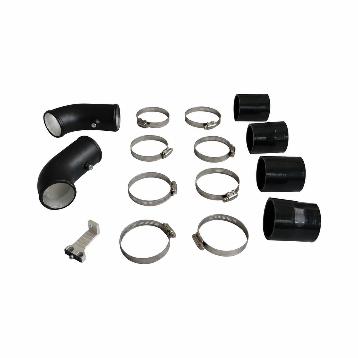 BMW M5 F10 M6 F06 F12 F13 S63 aluminum charge pipe kit with silicone couplers clamps and mounting hardware