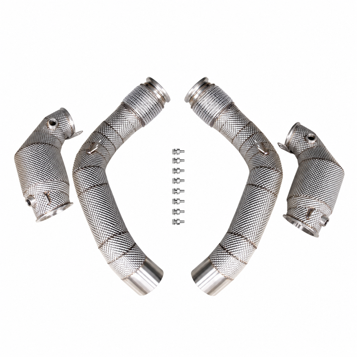 BMW M5 F90 M8 F91 F92 F93 200 cell catted downpipes with heat shields