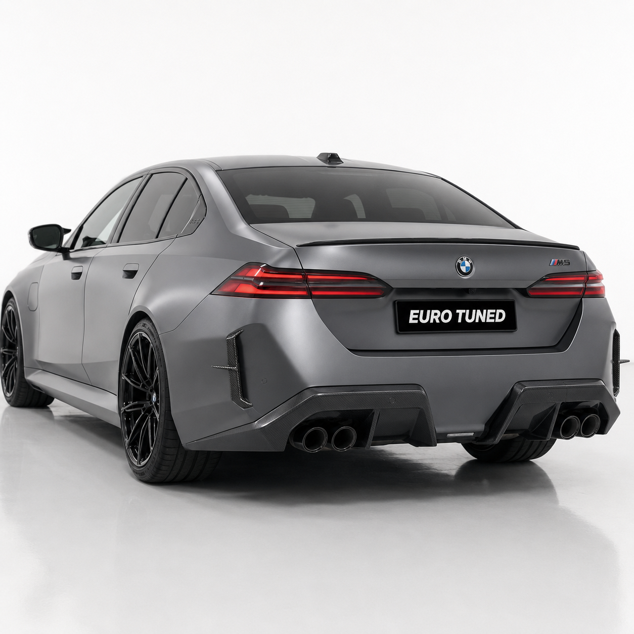BMW M5 G90 G99 carbon fiber rear bumper canards installed