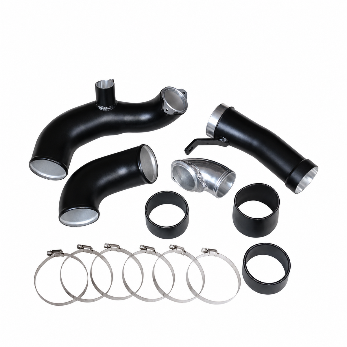 BMW S55 high-flow turbo inlet pipe kit with couplers and clamps for M3 F80 M4 F82 F83