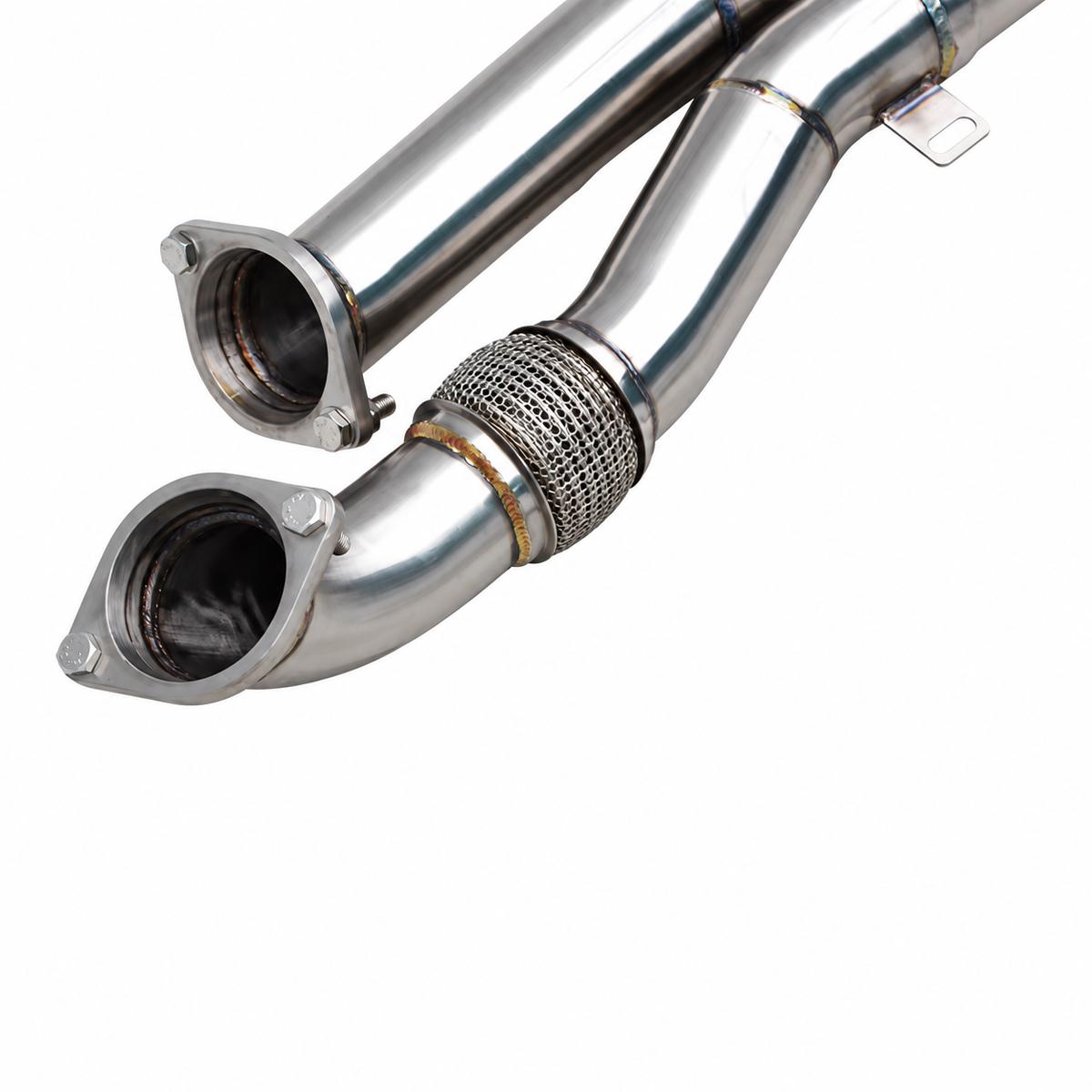 BMW S58 equal-length midpipe front connection and flex section detail for G87 G80 and G82