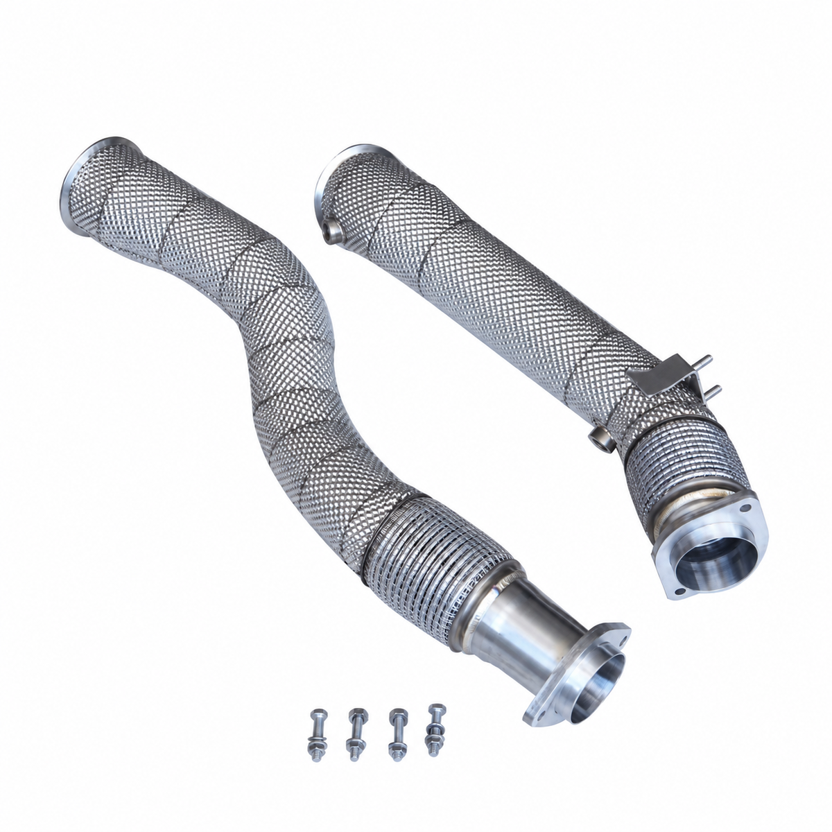 BMW S58 catless downpipes with heat shields for X3M F97 and X4M F98