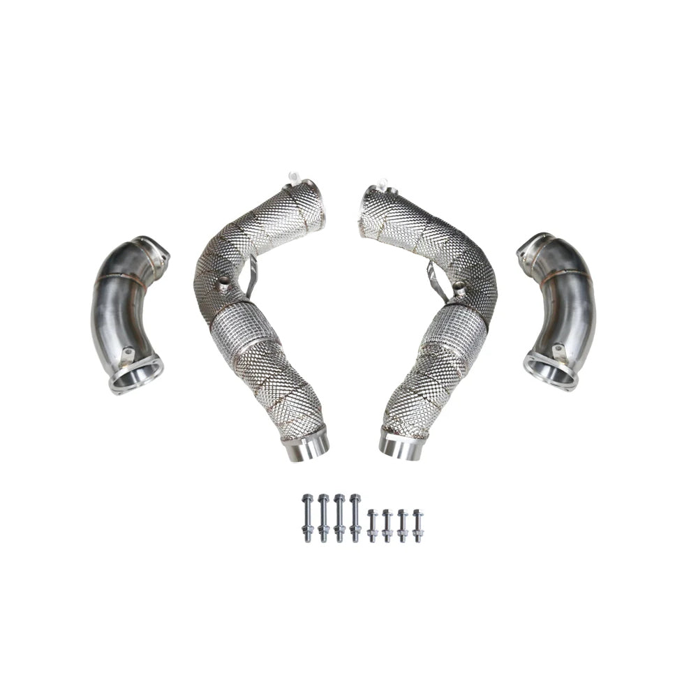 BMW S68 4.4L twin-turbo catless downpipes full kit for X5M F95 LCI and X6M F96 LCI