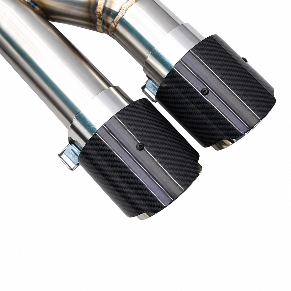 BMW X3M F97 and X4M F98 carbon fiber exhaust tips for S58 valved cat-back exhaust system