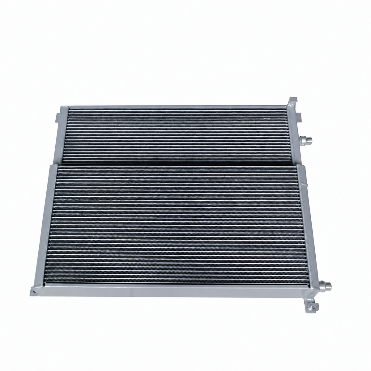BMW X5 G05 X6 G06 B58 aluminum performance radiator front view with dual-section cooling core
