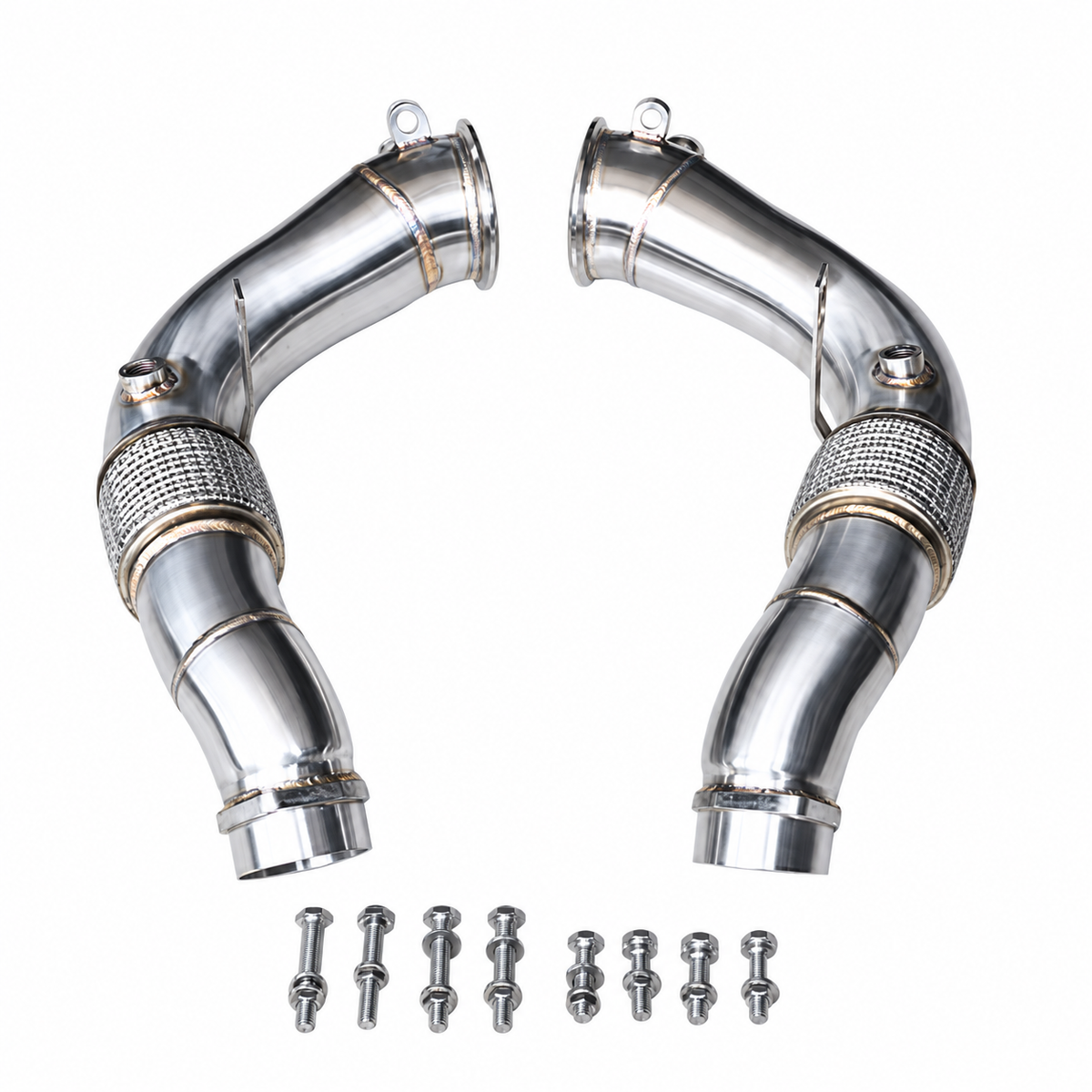 BMW X5 G05 X6 G06 X7 G07 M60i 760i G70 S68 catless downpipes with installation hardware