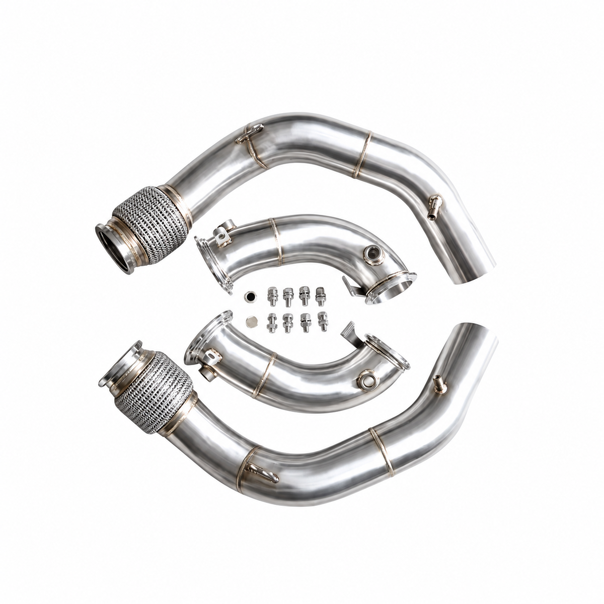 BMW X5M F95 X6M F96 S63 catless downpipe kit with installation hardware