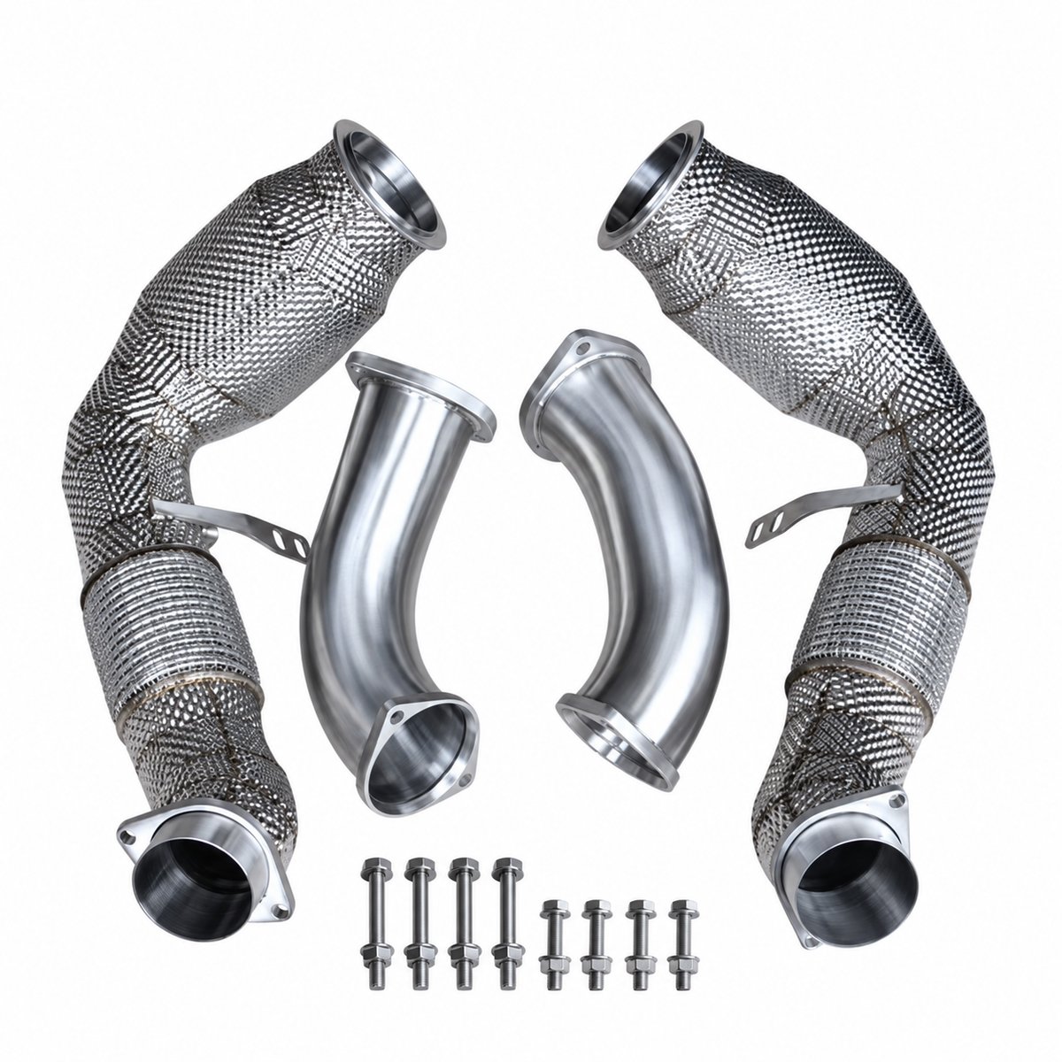 High-flow 200 cell catted downpipe system for BMW X5M F95 and X6M F96 4.4L twin-turbo V8