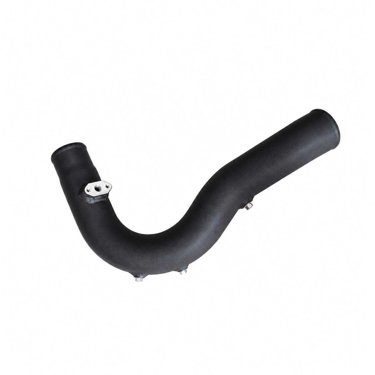 EA888 Gen 3 aluminum charge pipe section with mounting bracket and black textured finish