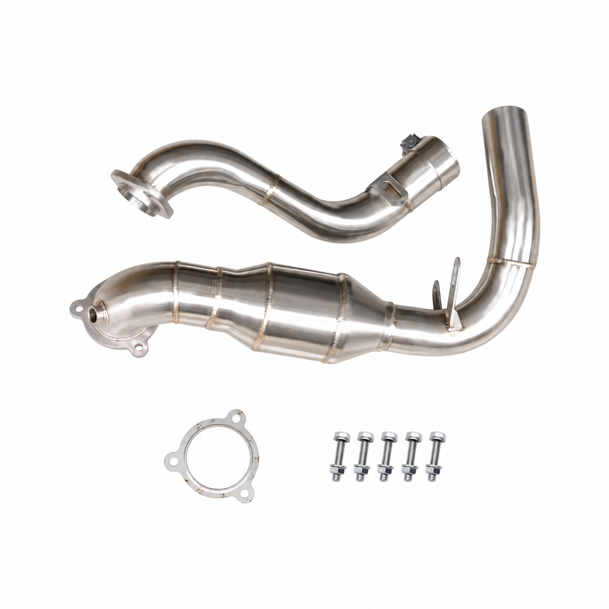 High-flow 200 cell catted downpipe for Mercedes-AMG A35 W177 M260 2.0L turbo