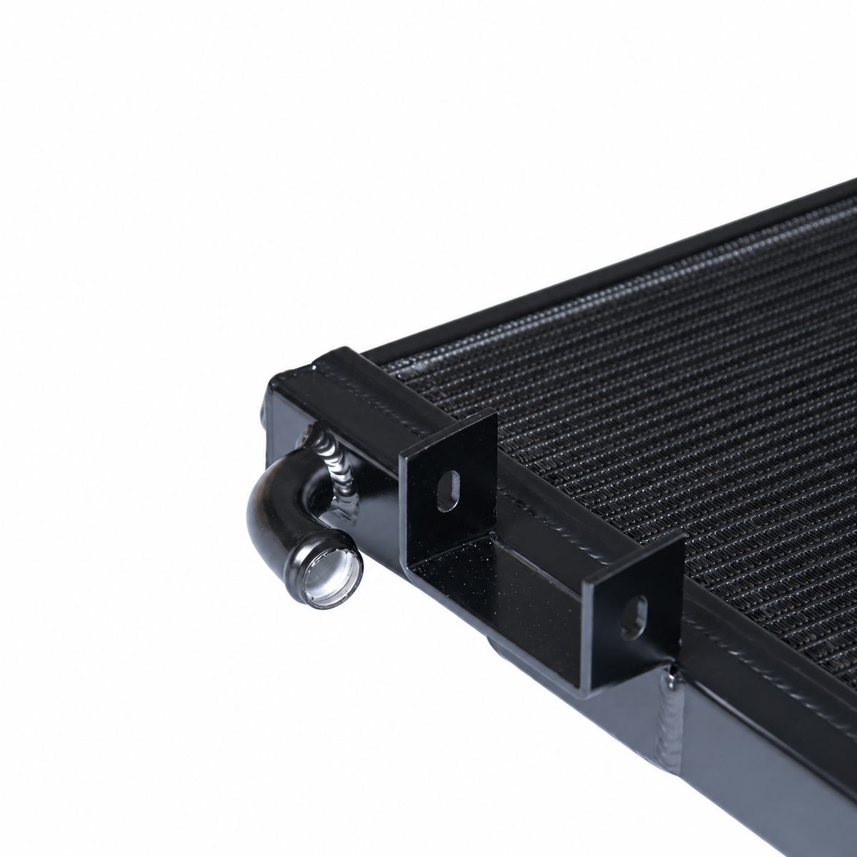 Mercedes-AMG A35 CLA35 GLB35 silver performance radiator inlet and mounting bracket detail