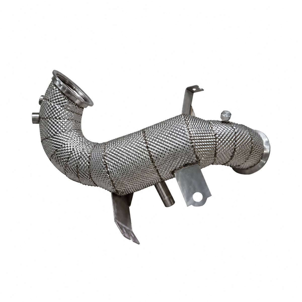 Mercedes-AMG CLA45 C118 catted downpipe with integrated heat shield for M139 engine