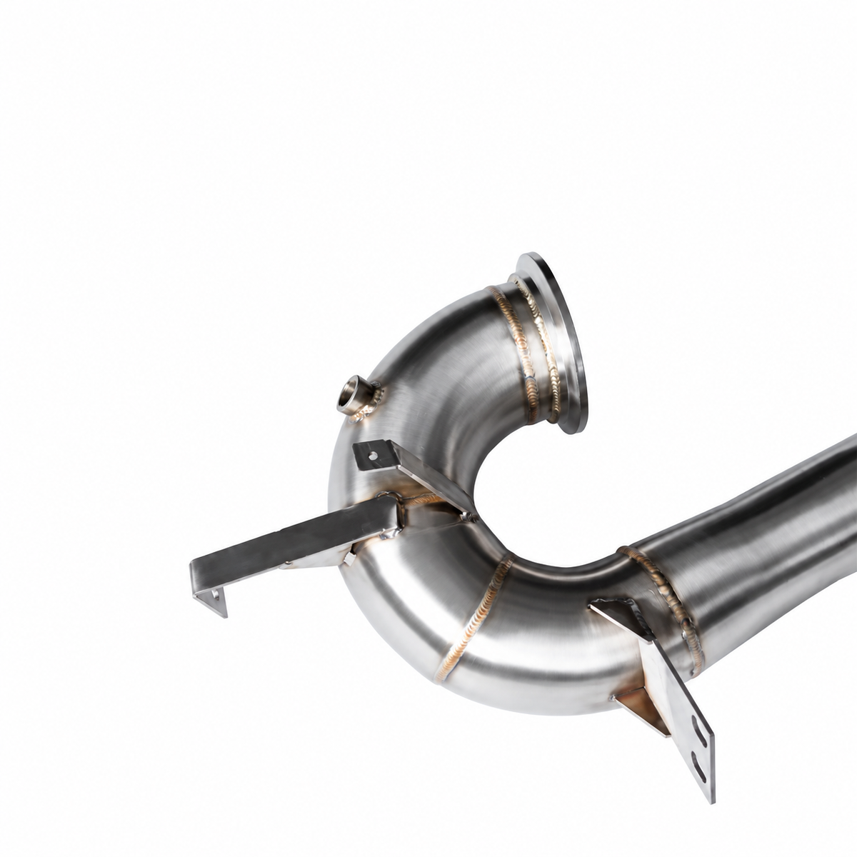 Mercedes-Benz C300 W206 M254 catless downpipe mounting bracket and flange detail