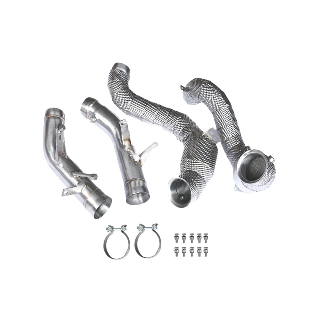 Mercedes C63 W205 M177 OPF 200 cell catted downpipes complete kit with heat shields