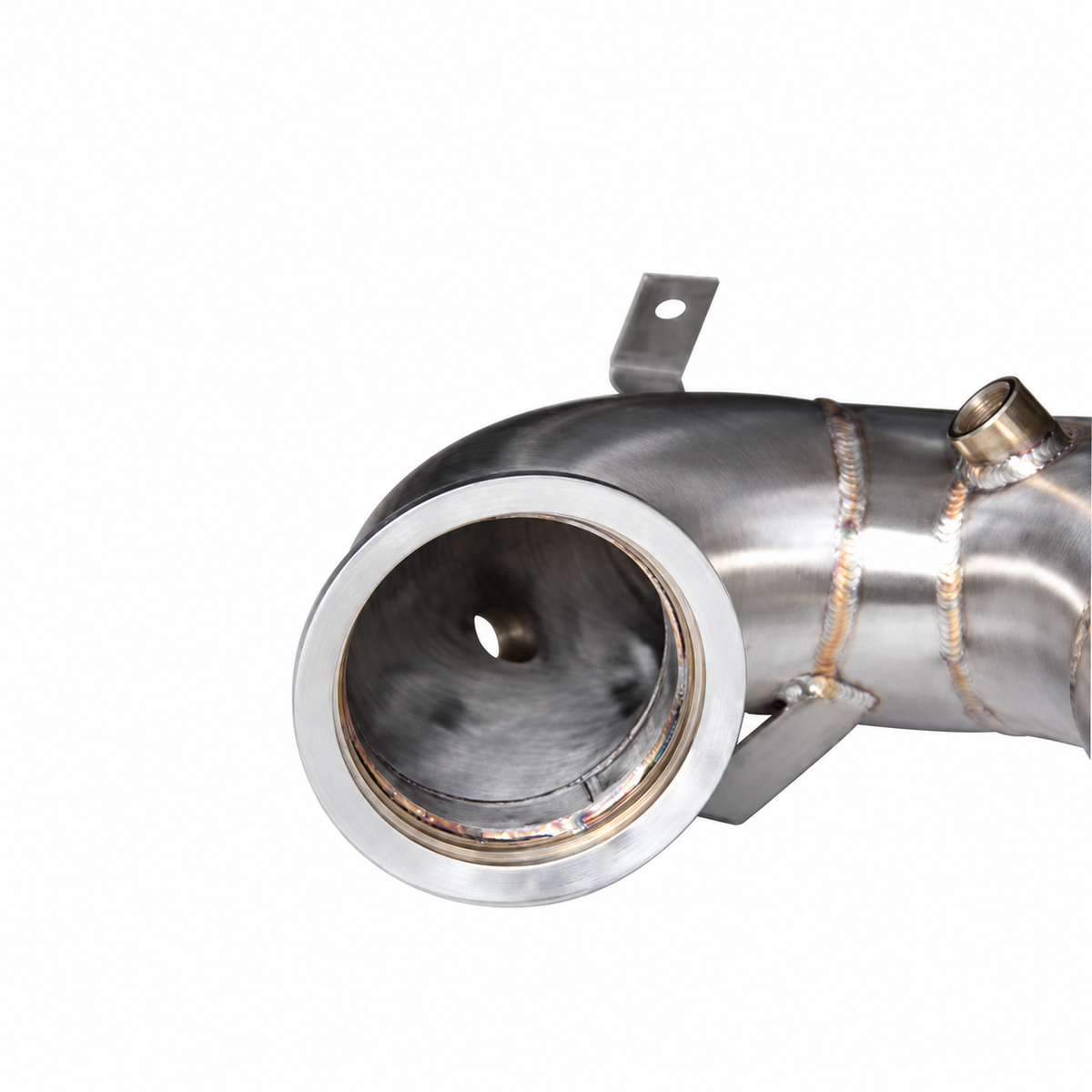 Mercedes M254 catless downpipe turbo flange and sensor port detail