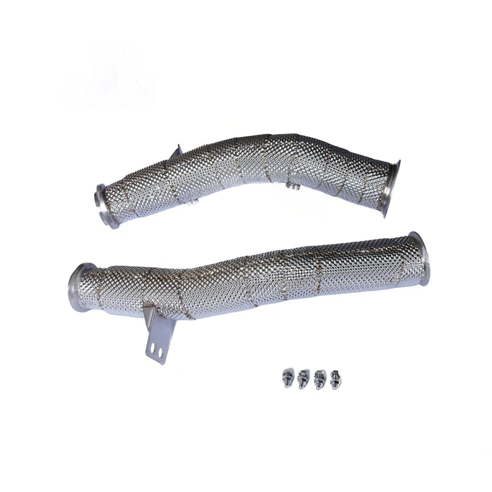 Mercedes M276 catless downpipes with heat shields complete set