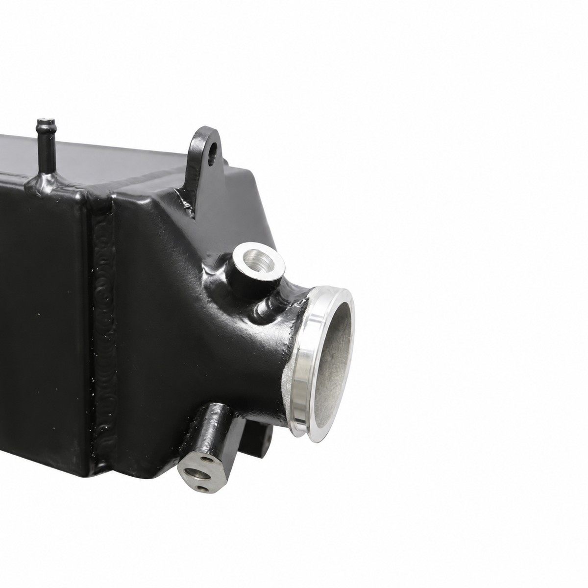 Mercedes W205 M274 performance intercooler charge air connection coolant port and aluminum housing detail