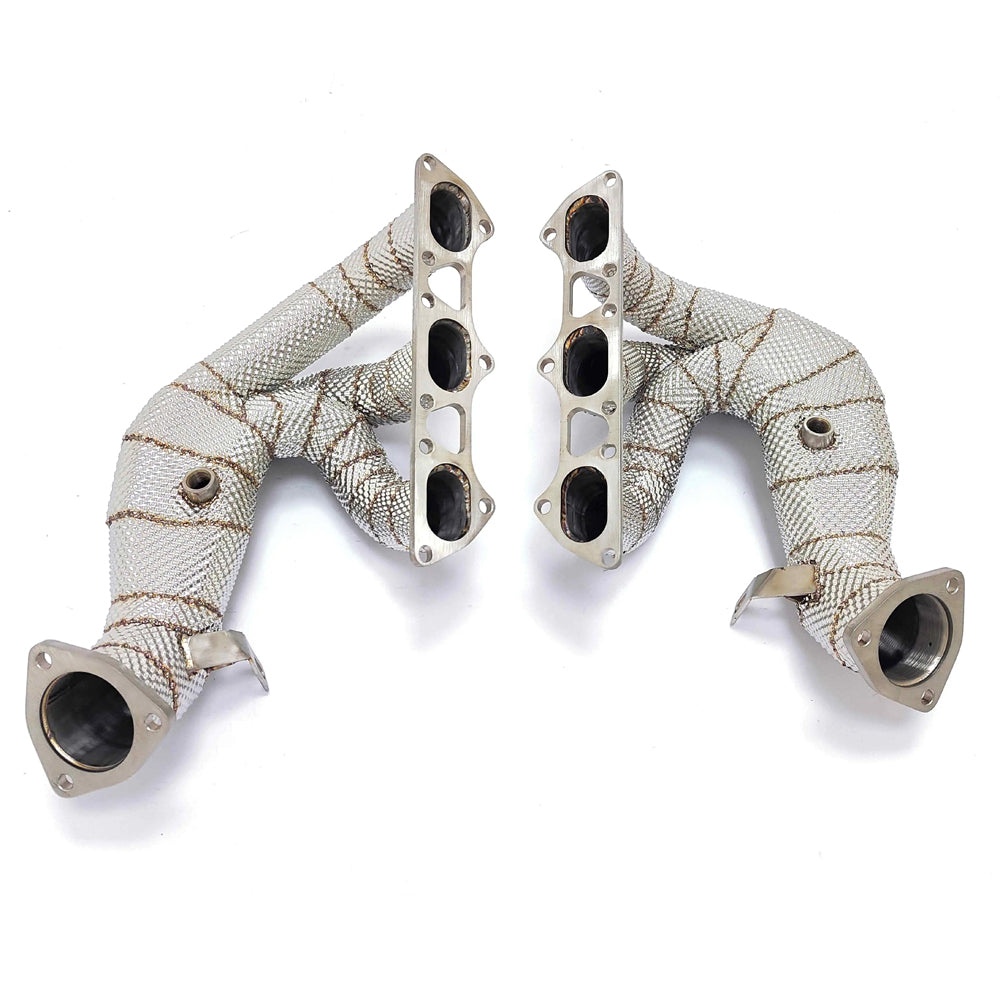 Porsche 718 Cayman GT4 RS 4.0L 304 stainless steel racing exhaust headers with heat shields