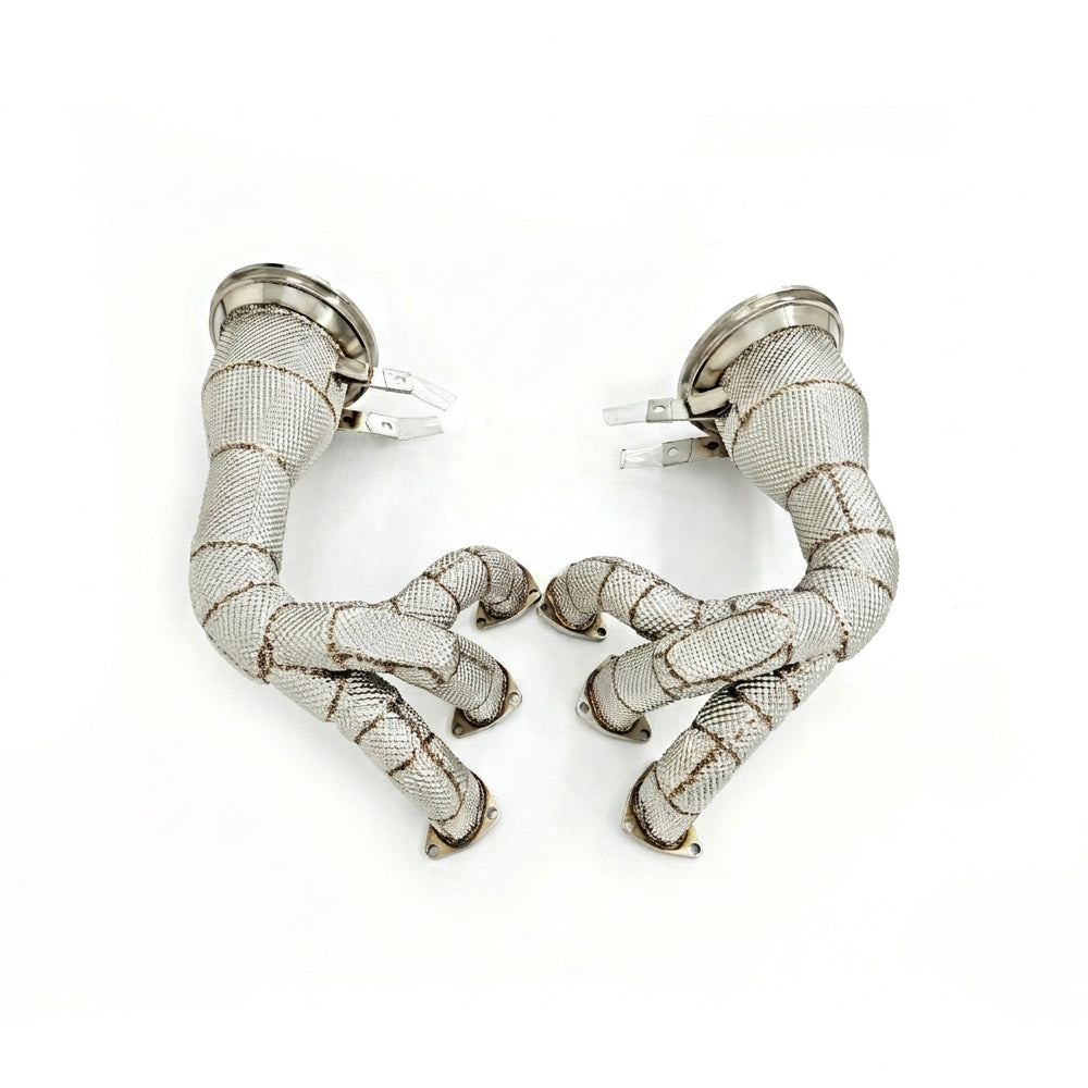 Pair of high-flow exhaust headers with heat shields for Porsche 911 992 GT3 and GT3 RS 4.0L