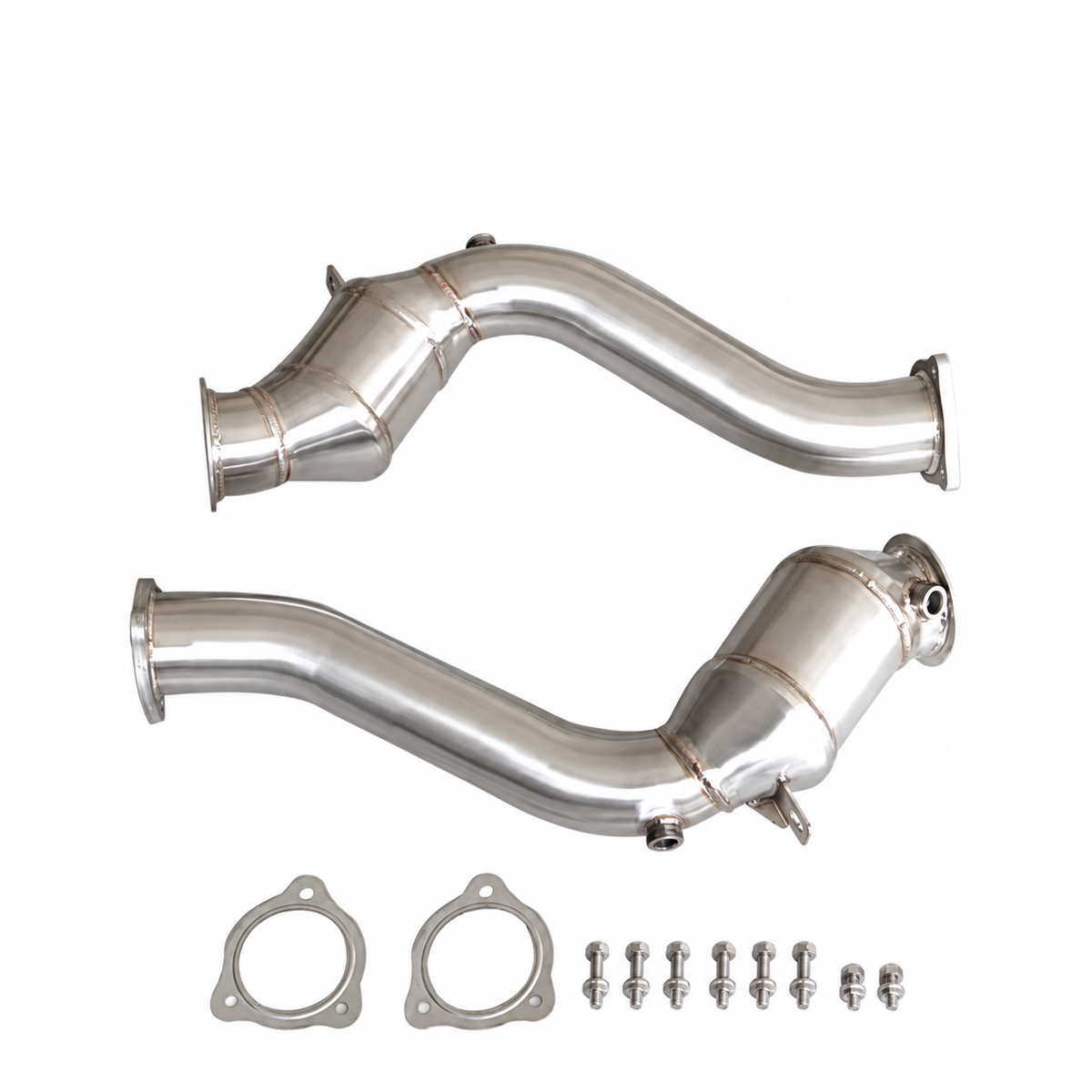 High-flow catless downpipe pair for Porsche Cayenne S and GTS 958.2 3.6L twin-turbo V6