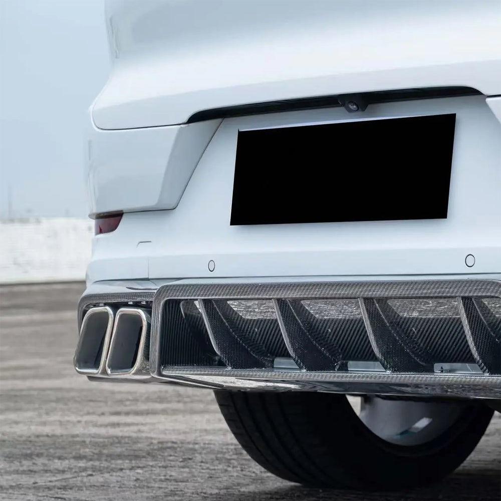 Porsche Cayenne E3.2 carbon fiber rear diffuser installed