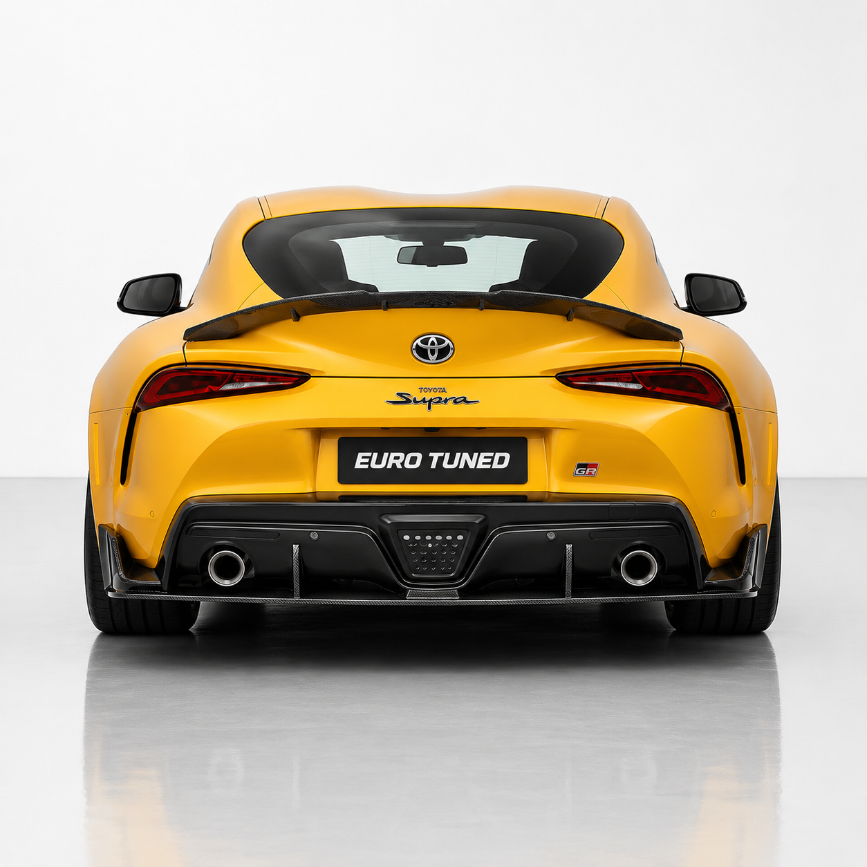 Toyota GR Supra A90 carbon fiber rear diffuser lip installed